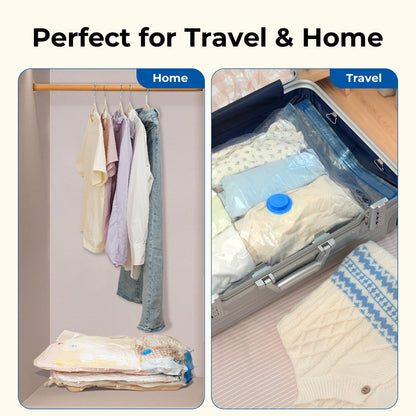 ETENWOLF Vacuum Storage Bags for Travel with Rechargeable Wireless Pump, Vacuum Seal Bags for Clothes and Travel, Space Saver Bags in Carry-On Sizes, Perfect for Luggage and Suitcases, 12 Combo
