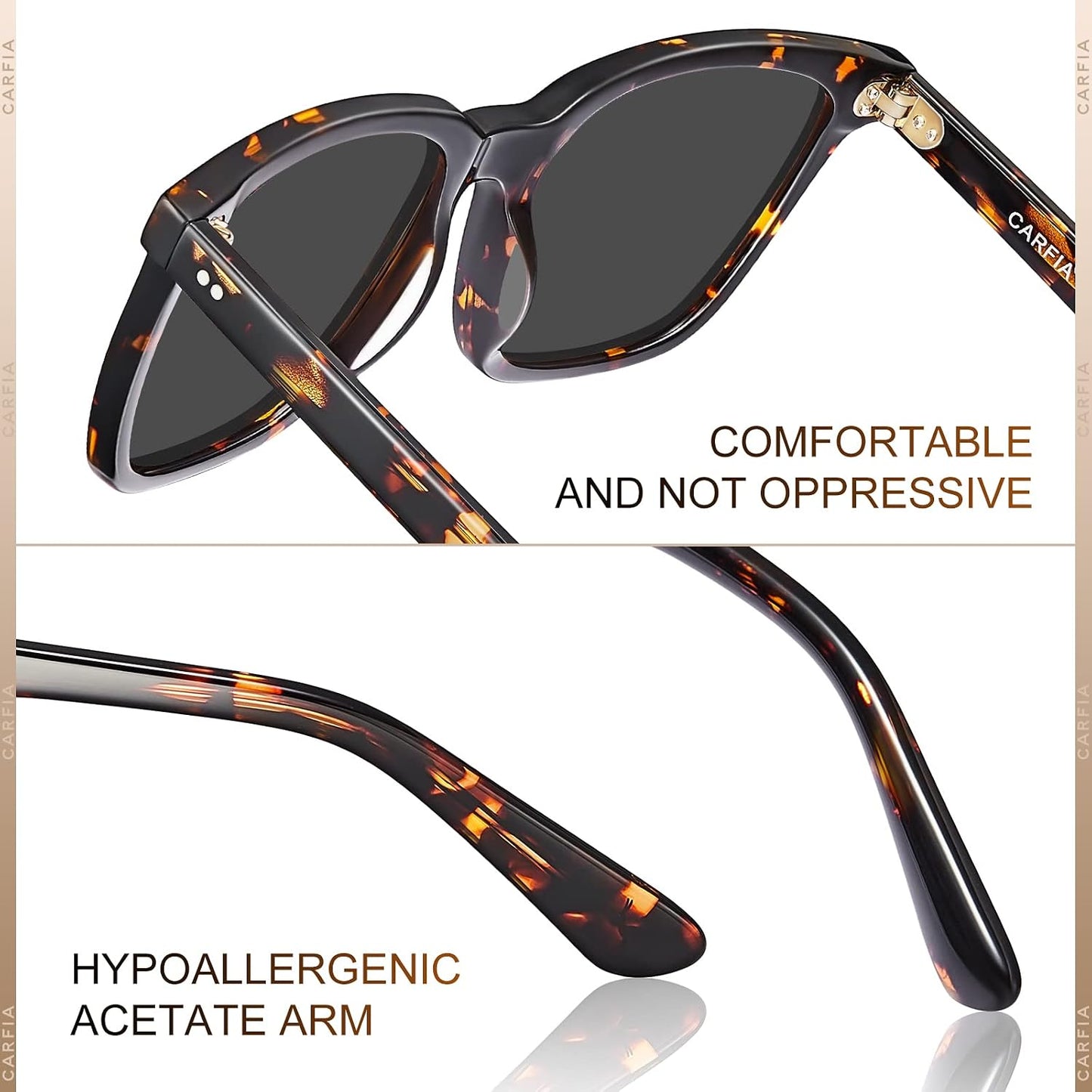 CARFIA Square Polarized Sunglasses for Men