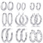 Yesteel 9 Pairs Gold Hoop Earrings for Women, 14K Real Gold Plated Chunky Hoop Earrings Set for Women Hypoallergenic Thick Lightweight Earring for Womens Jewelry Gifts