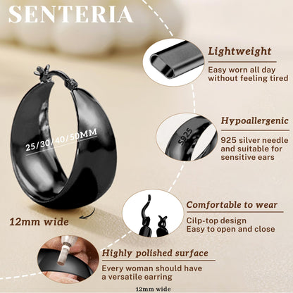 Senteria Dicke, klobige, vergoldete Creolen für Frauen, hypoallergene, 14K vergoldete Creolen, leichte, große goldene Creolen für Frauen, 30 MM