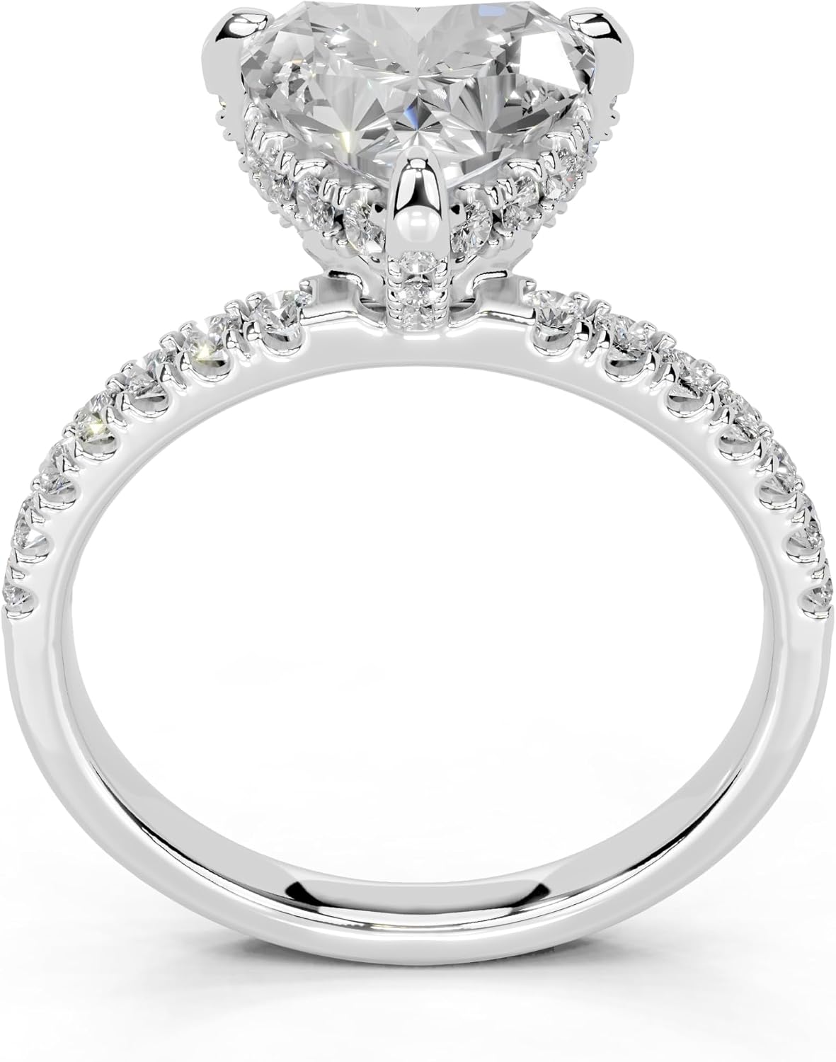 Heart Cut Lab Grown Diamond IGI Certified 3 Prong Hidden Halo Engagement Anniversary Wedding Ring in 14K Gold, Platinium for Women (1.0-5.0 Ct, F-G Color, VS1-VS2 Clarity)