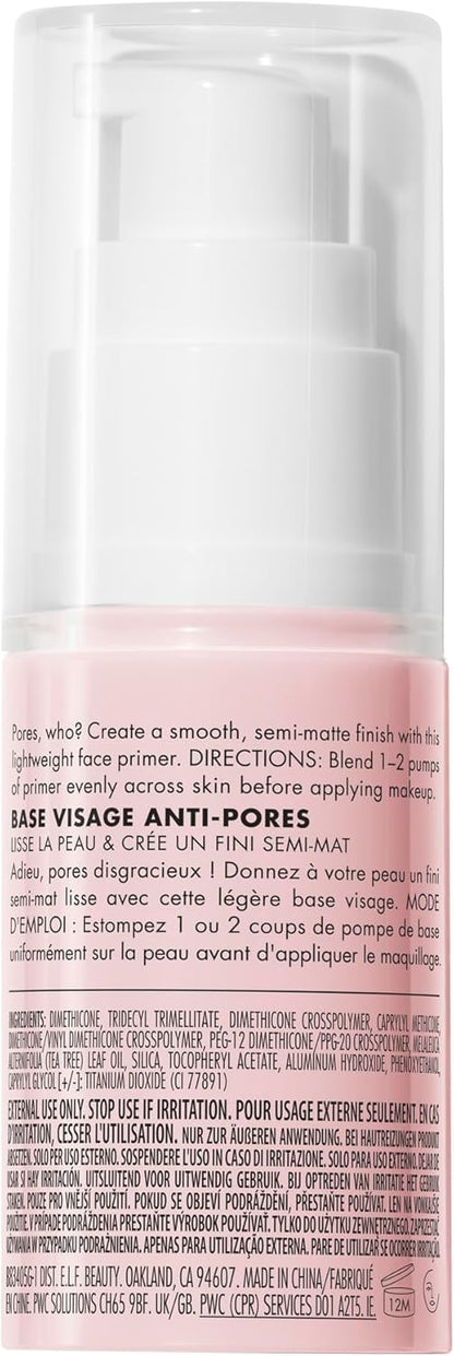 e.l.f. Poreless Face Primer. Make-up-Grundierung für ein makelloses, glattes Hautbild, verleiht dem Make-up Haltbarkeit, angereichert mit Teebaum