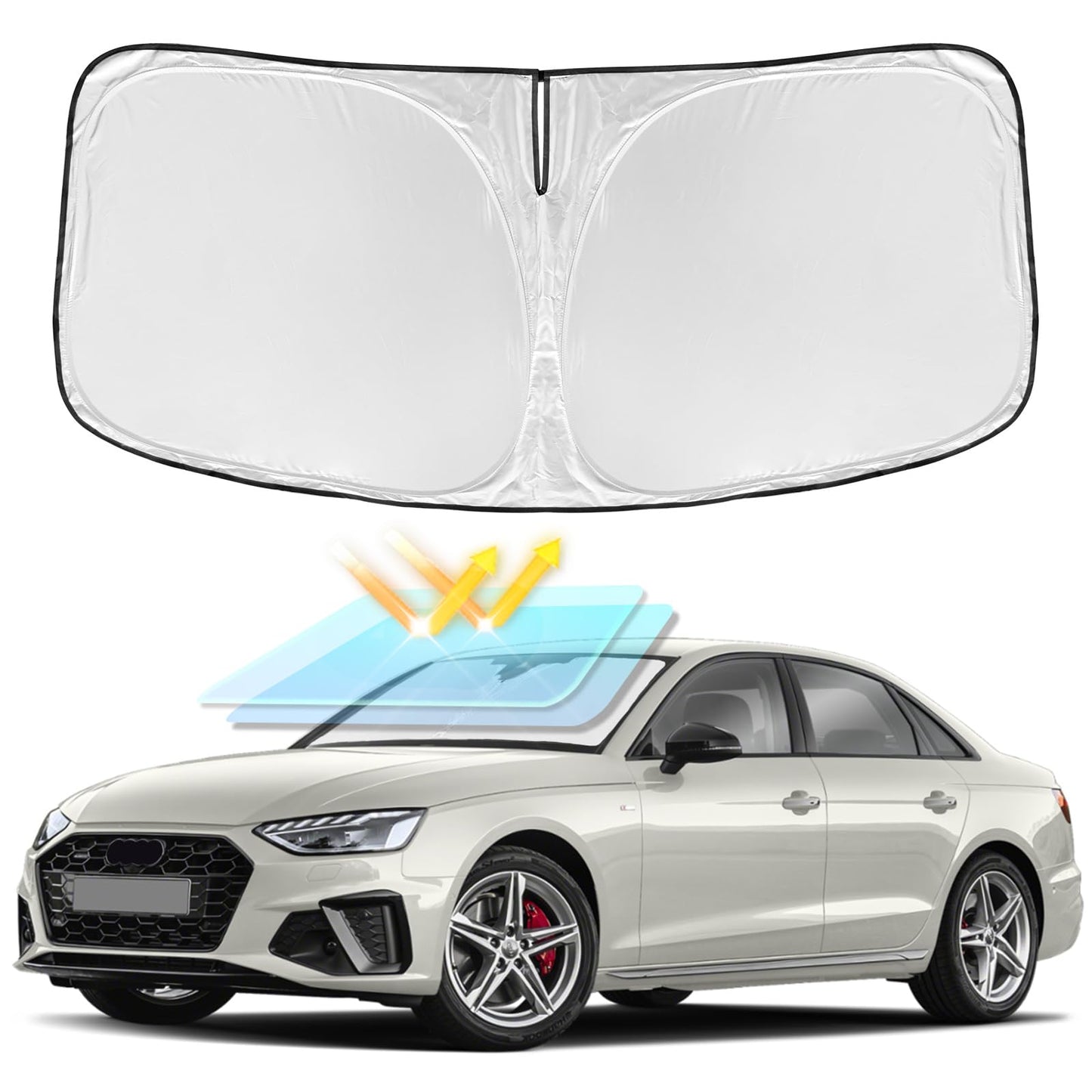 for Toyota Tacoma 2016-2023 2024 2025 2026 Sun Shade Sunshade Windshield Cover - 4 Layers Front Window Shade Custom Fit Tacoma 2Dr 4Dr Pickup Sun Visor 240T Shade Blocks UV Rays Car Accessories