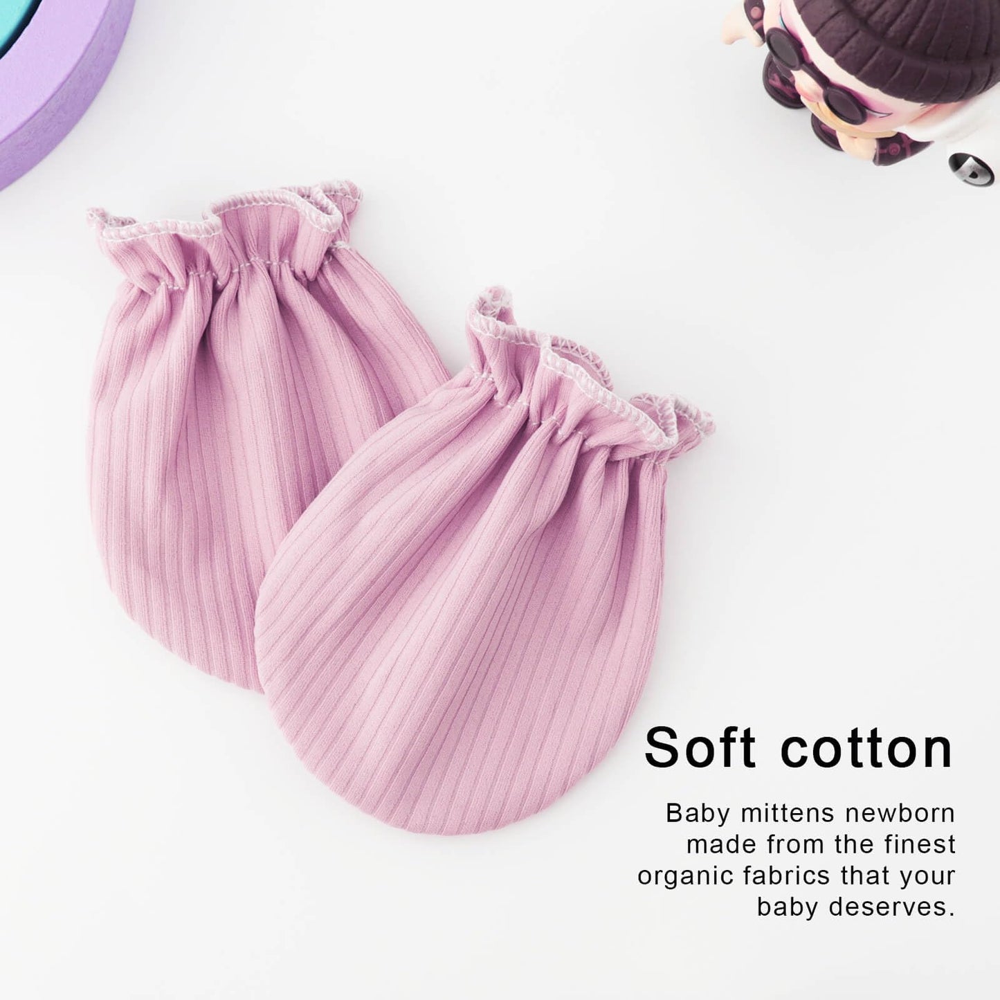 BQUBO Baby Fäustlinge Kratzschutz Handschuhe aus Baumwolle mit elastischem Bündchen Hypoallergen für Neugeborene und Babys von 0-6 Monaten Jungen und Mädchen