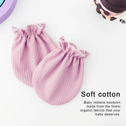 BQUBO Baby Fäustlinge Kratzschutz Handschuhe aus Baumwolle mit elastischem Bündchen Hypoallergen für Neugeborene und Babys von 0-6 Monaten Jungen und Mädchen
