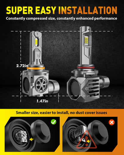 Termitor 2026 Upgraded H4/9003/HB2 Light Bulbs, 90,000LM 15X Super Bright Hi/Low Beam, 6500K Cool White H4 9003 Fog Lights, 1:1 Halogen Size Automotive Replacement IP68 Waterproof, Pack of 2