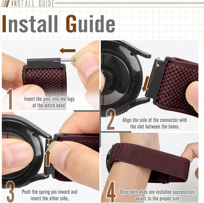 Runostrich Schnellverschluss-Nylon-Uhrenarmband - Breitenwahl - 18mm, 19mm, 20mm, 22mm, 24mm elastische Uhrenarmbänder verstellbares dehnbares Solo Loop Sport Nylon Ersatzarmband für Damen Herren, 3 Stück
