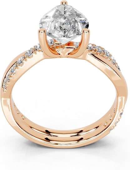 Pear Cut Lab Grown Diamond IGI Certified 3 Prong Split Shank Engagement Anniversary Wedding Ring in 14K Gold, Platinium for Women (1.0-5.0 Ct, F-G Color, VS1-VS2 Clarity)