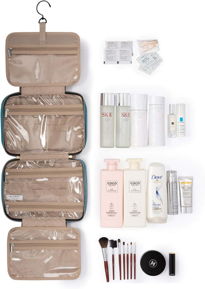 BAGSMART Kulturbeutel Reise-Organizer mit Aufhängehaken, wasserdichte Make-up-Kosmetiktasche für Zubehör, Shampoo, Standardbehälter, Toilettenartikel