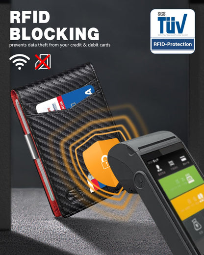 Zitahli Geldklammer-Geldbörsen für Herren, schlanke zweifach faltbare Geldbörse für 10-12 Karten, Herren-Ledergeldbörse mit Ausweisfenster, RFID-blockierender dünner minimalistischer Kreditkartenhalter, Geschenke für Ihn
