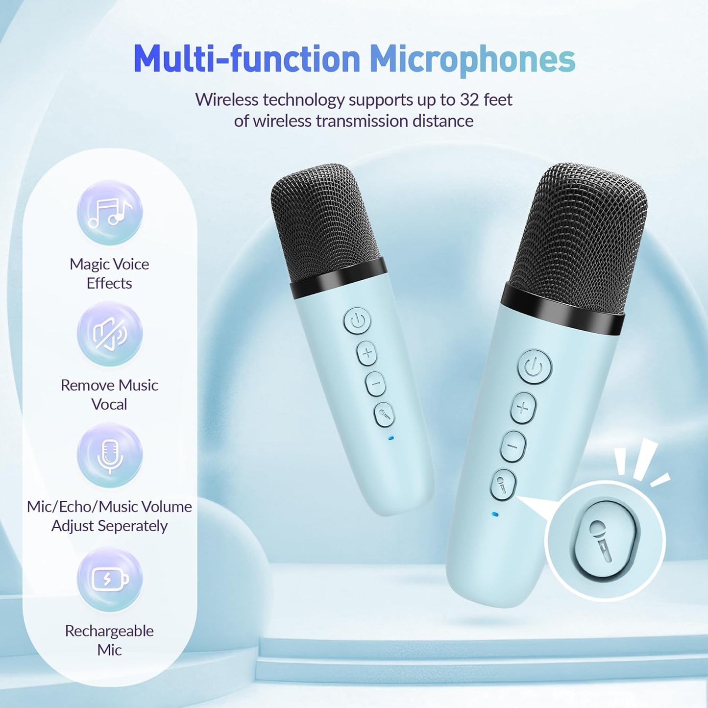 Mini Karaoke Machine for Kids Adults, Portable Bluetooth Speaker with 2 Wireless Microphone, Birthday Gifts for Girls Boys Ages 4, 5, 6, 7, 8, 9, 10, 12+ Years Old (Pinkcolor)