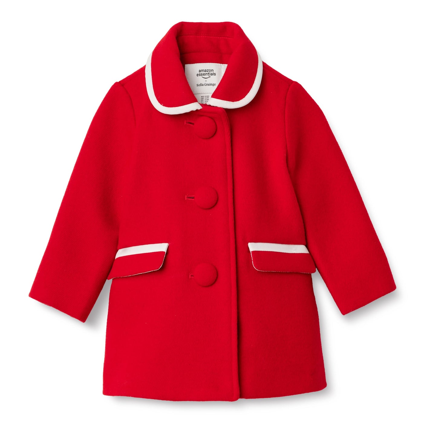 Amazon Essentials x Sofia Grainge Toddlers and Baby Girls' Wool Blend Dress Coat