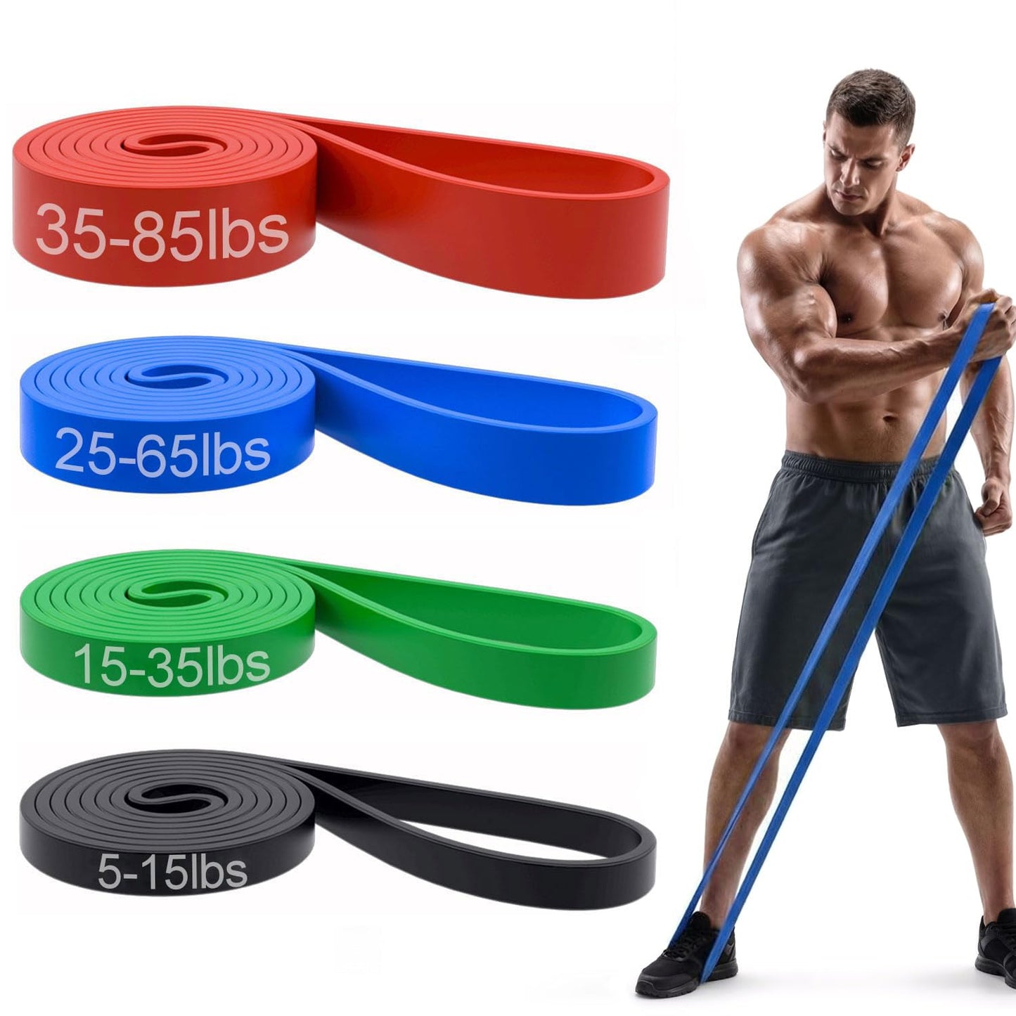 Pull Up Bands, Resistance Bands Set, Exercise Workout Bands for Men & Women, Ideal for Body Stretching, Physical Therapy and Muscle Training