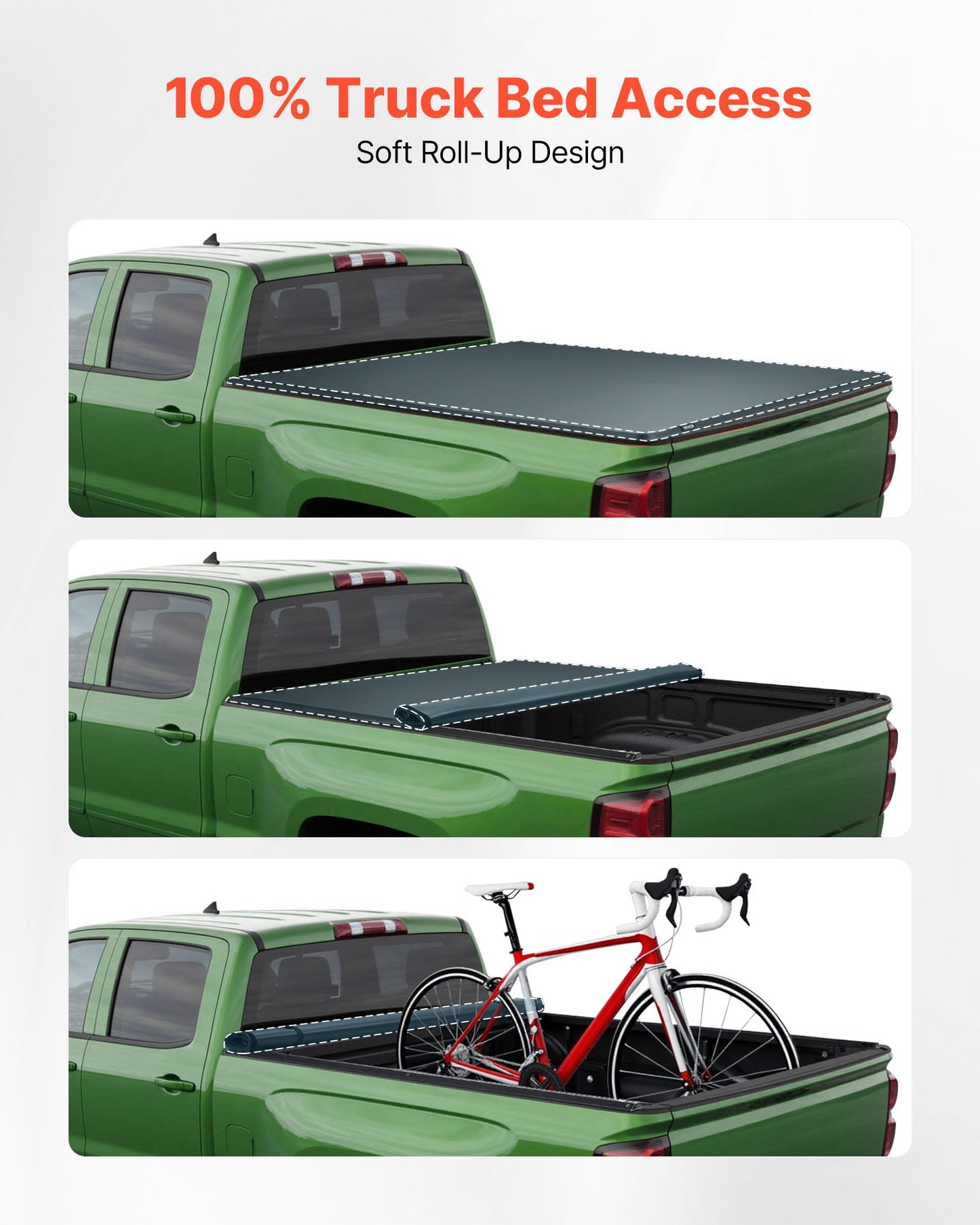 VEVOR Weiche aufrollbare Ladeflächenabdeckung, kompatibel mit 2019–2024 Dodge Ram 1500 Classic, 2003–2025 Ram 2500 3500, passend für 1,95 m (6 Fuß 4 Zoll/76 Zoll) Ladefläche, PVC-Abdeckung mit Aluminiumlegierungsstangen