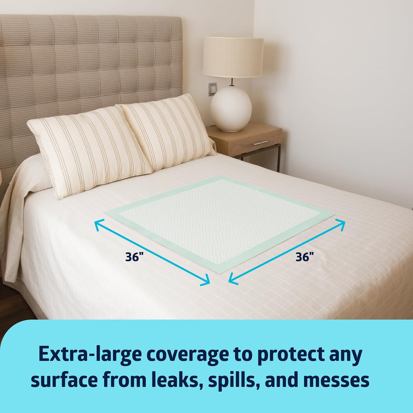 Medline Super Absorbent Underpad, 36" x 36", 50 Count, Extra Large Disposable Incontinence Pads, Protective Bed Pads, Chucks, For Kids, Adults, Elderly, Furniture & Surface Protection Pee Pad