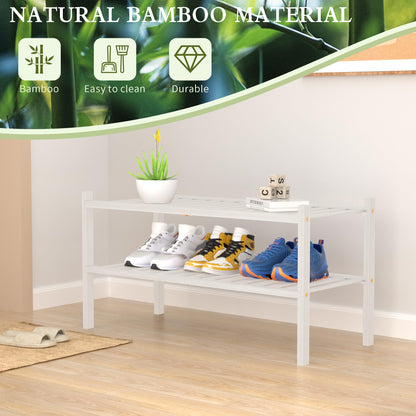 ROMGUAR CRAFT 3 Tier Bamboo Shoe Rack for Closet Free Standing Wood Shoe Shelf Storage Organizer for Entryway Small Space Stackable 27"x11"x20" (Natural)