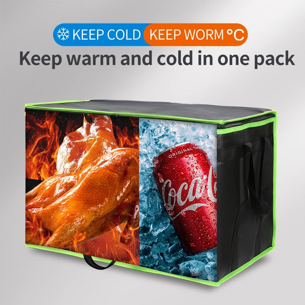 Bodaon Isolierte Essensliefertasche - Warm- & Kalthaltetransporttasche, Catering/Doordash Pizzawärmer, Einkaufstasche, Kühltasche für Partys (Schwarz-Rot, 1 St.), Ideal für den Transport warmer Speisen