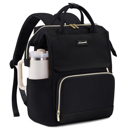 LOVEVOOK Laptop Backpack for Women with Giant Tumbler Holder Pocket, 15.6 inch Travel Work Bag Purse for Nurse Teacher, Waterproof Casual Daypack Bookbag for College Business
