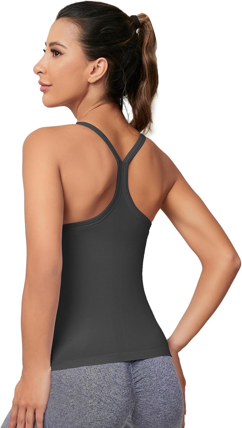 MathCat Workout Tank Tops für Damen mit integriertem BH, ärmellose Gym Tops Nahtlose Racerback Athletic Yoga Shirts