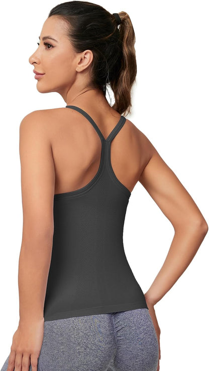 MathCat Workout Tank Tops für Damen mit integriertem BH, ärmellose Gym Tops Nahtlose Racerback Athletic Yoga Shirts