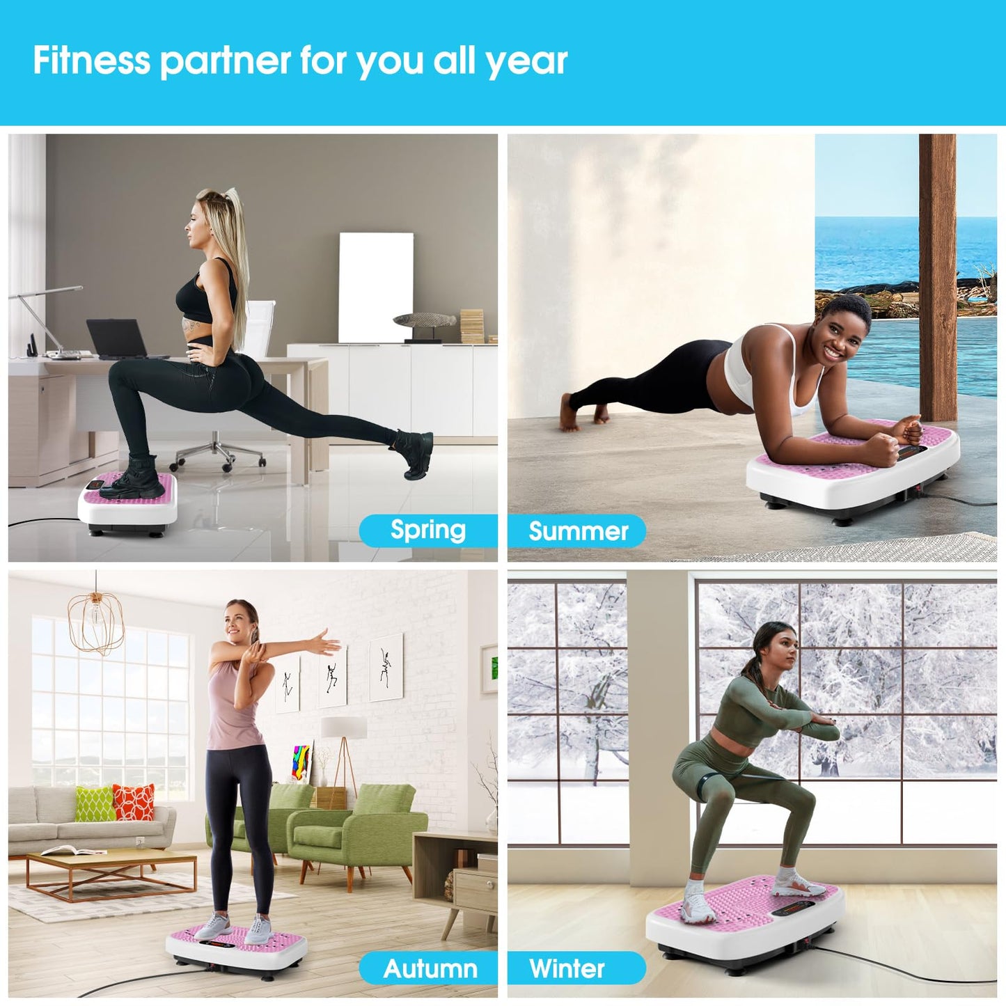 SoftGym Waver Vibration Plate Exercise Machine for Lymphatic Drainage Weight Loss,120 Speed Levels Vibrating Platform with Resistance Bands,Full-Body Workout Equipment for Muscle Activation
