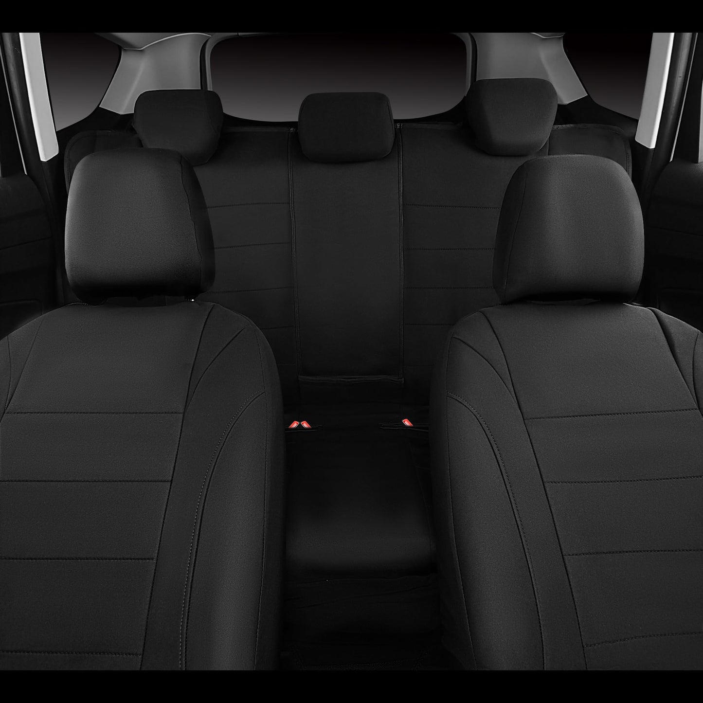 CAR Pass Neoprene Waterproof Two Front Car Seat Covers Set- Universal Fit for Vehicles, Airbag Compatiable(Black)