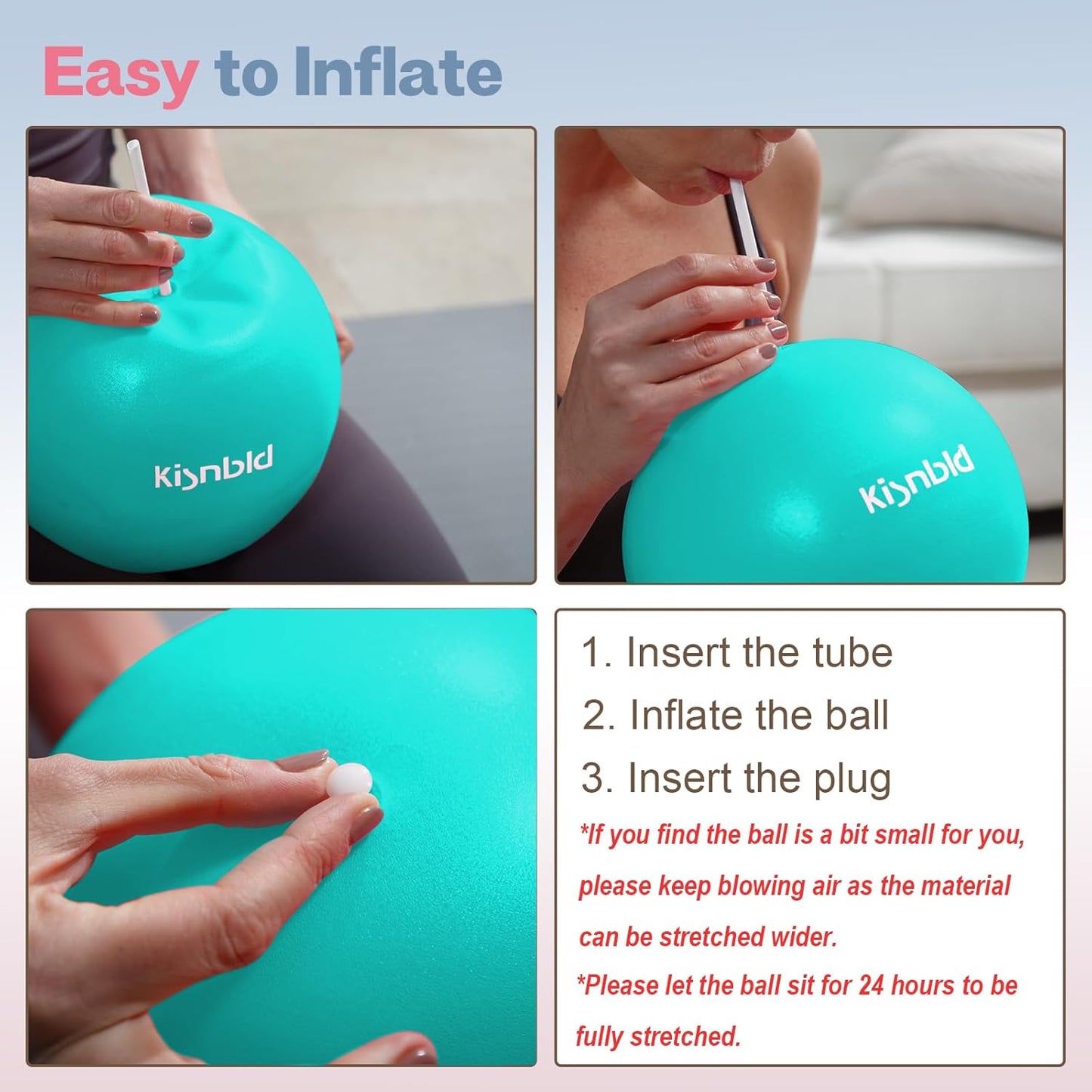 kisnbld Kleiner Gymnastikball, 9 Zoll Mini Pilates Ball, Anti-Burst und Rutschfester Mini Yoga Ball für Stabilität, Fitness, Physiotherapie, Dehnung und Rumpfkrafttraining zu Hause, im Fitnessstudio und Büro