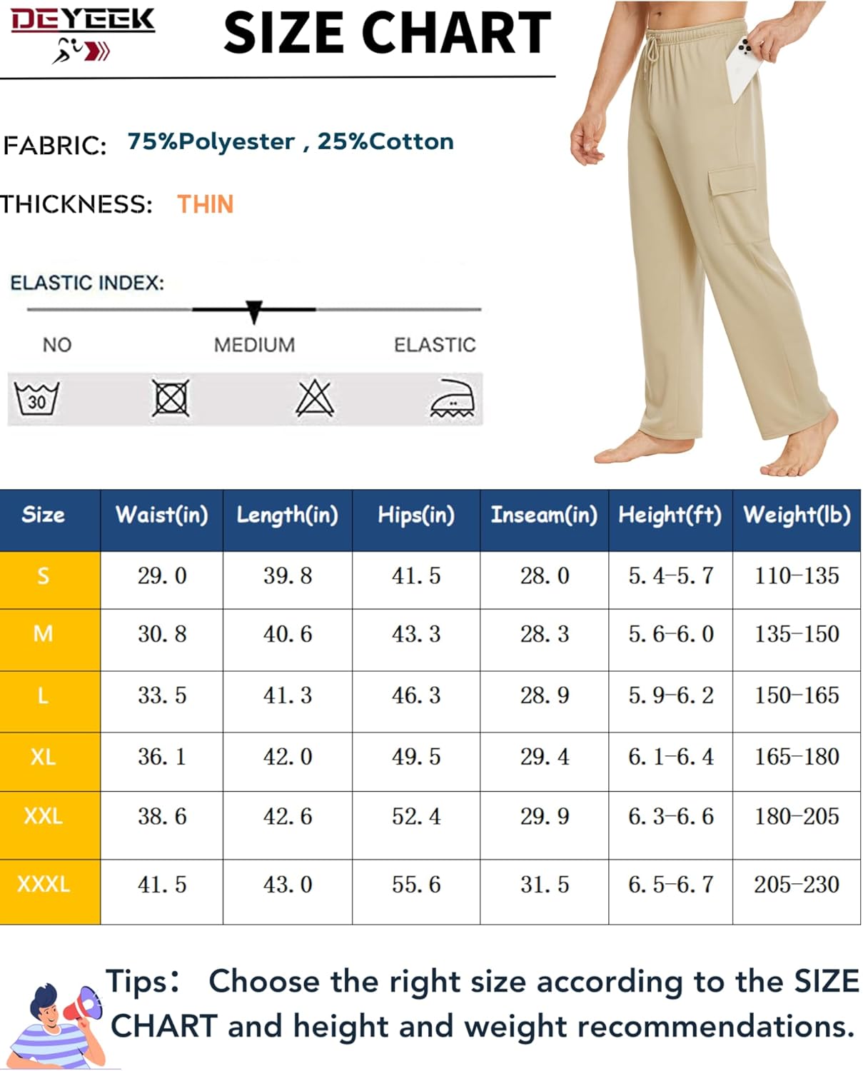 Deyeek Herren Cargo Jogginghose Open Bottom Baggy Leichte Cargo Sweatpants für Männer Locker sitzende Freizeithose mit Taschen