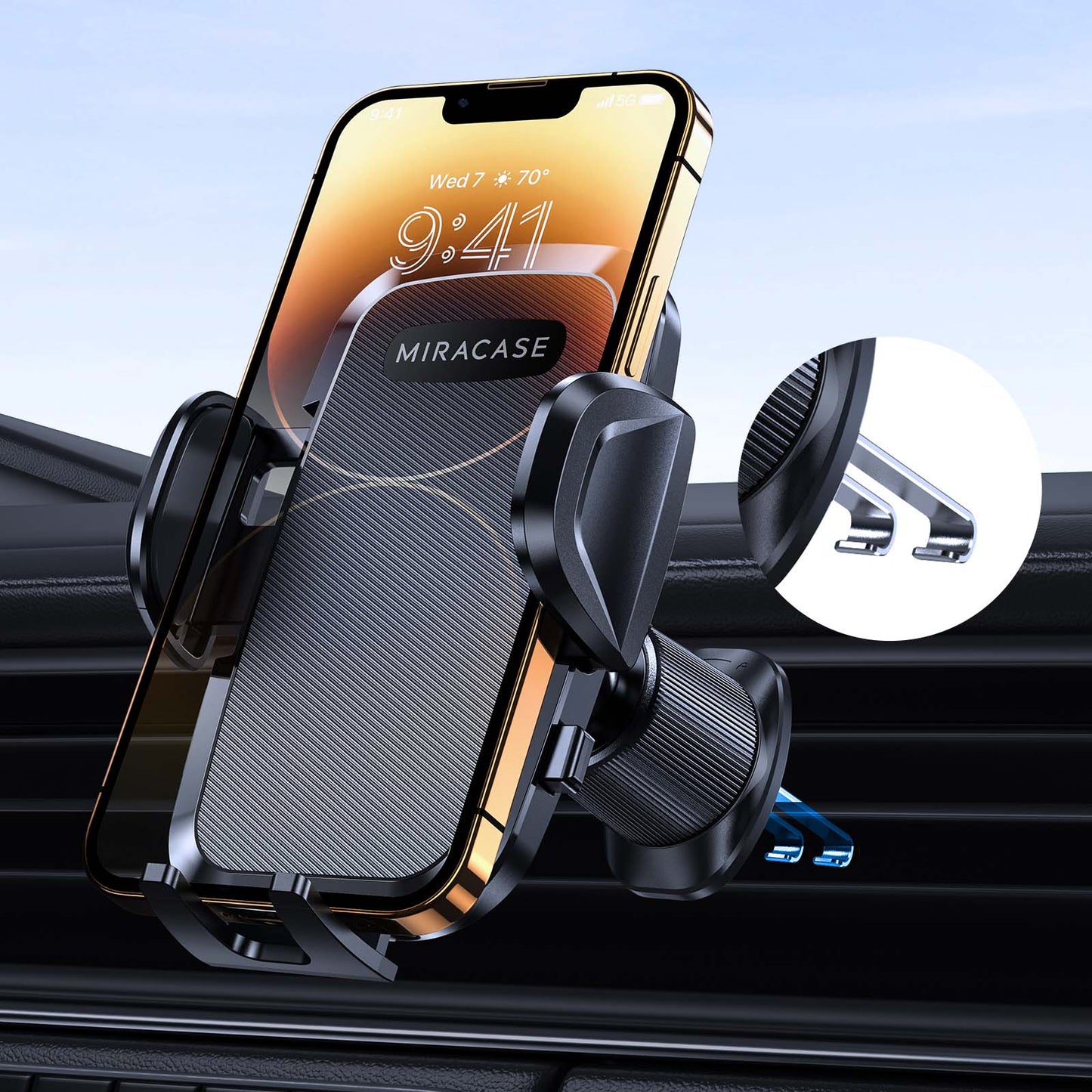 Miracase Car Phone Mount, [Upgraded Strong Military Grade Suction Cup] Long Arm Phone Holder for Car Dashboard Windshield Vent, Hands Free Cell Phone Holder Compatible with All Mobile Phones