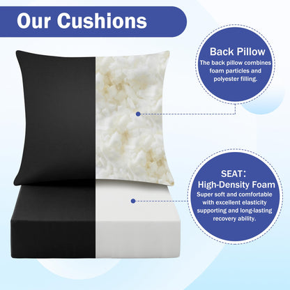 IASEAHK Outdoor Chair Cushions, 24 x 24 Inch Outdoor Cushion for Patio Furniture, Patio Chair Cushion, Waterproof & Fade Resistant Deep Patio Furniture Cushions Set with Handle and Ties, Navy Blue