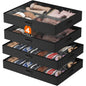 Lifewit Under Bed Shoe Storage Organizer 2 Pack(12 Shoes Cells), 4.3 Inches Profile Fabric Shoes Container Box with Clear Cover, Foldable Storage Bag with 2 Handles, Fits 12 to 24 Pairs