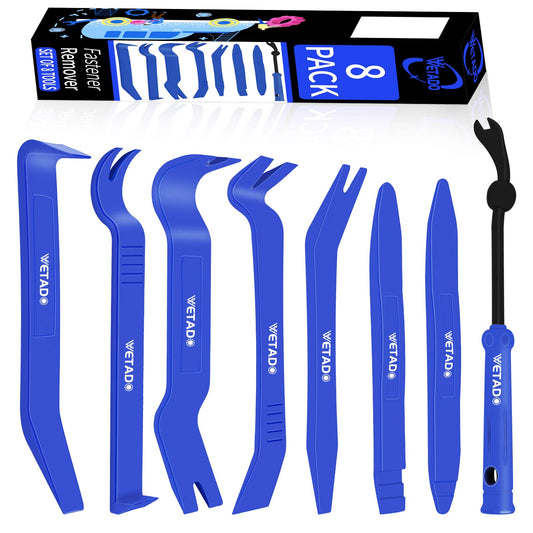 Wetado Trim Removal Tool, Car Upholstery Repair Kit, Car Door Audio Panel Trim Removal Set, Fastener Terminal Remover Tool Set Clips Pry Kit Auto Clip Pliers (8PCS Red)
