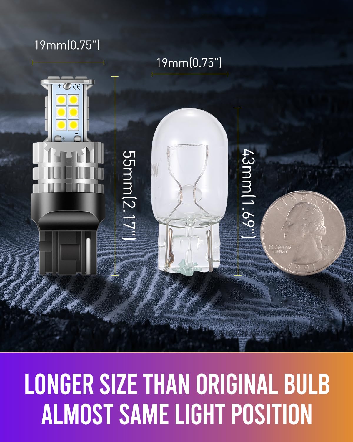 LUYED 3157 LED Bulbs Reverse Light Xenon White 1800 Lumens Super Bright 78 SMD 3056 3156 3057 4157 LED Bulbs,Used for Back Up Reverse Lights,Brake Lights,Tail Lights,Turn Signal Lights,Pack of 2