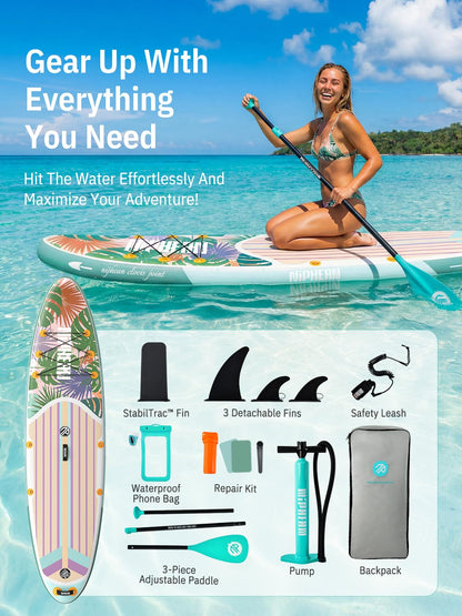 Niphean Inflatable Stand Up Paddle Board with SUP Accessories, Anti-Slip EVA Deck, 10’6’’ Inflatable Paddle Boards for Adults & Youth of All Skill Levels