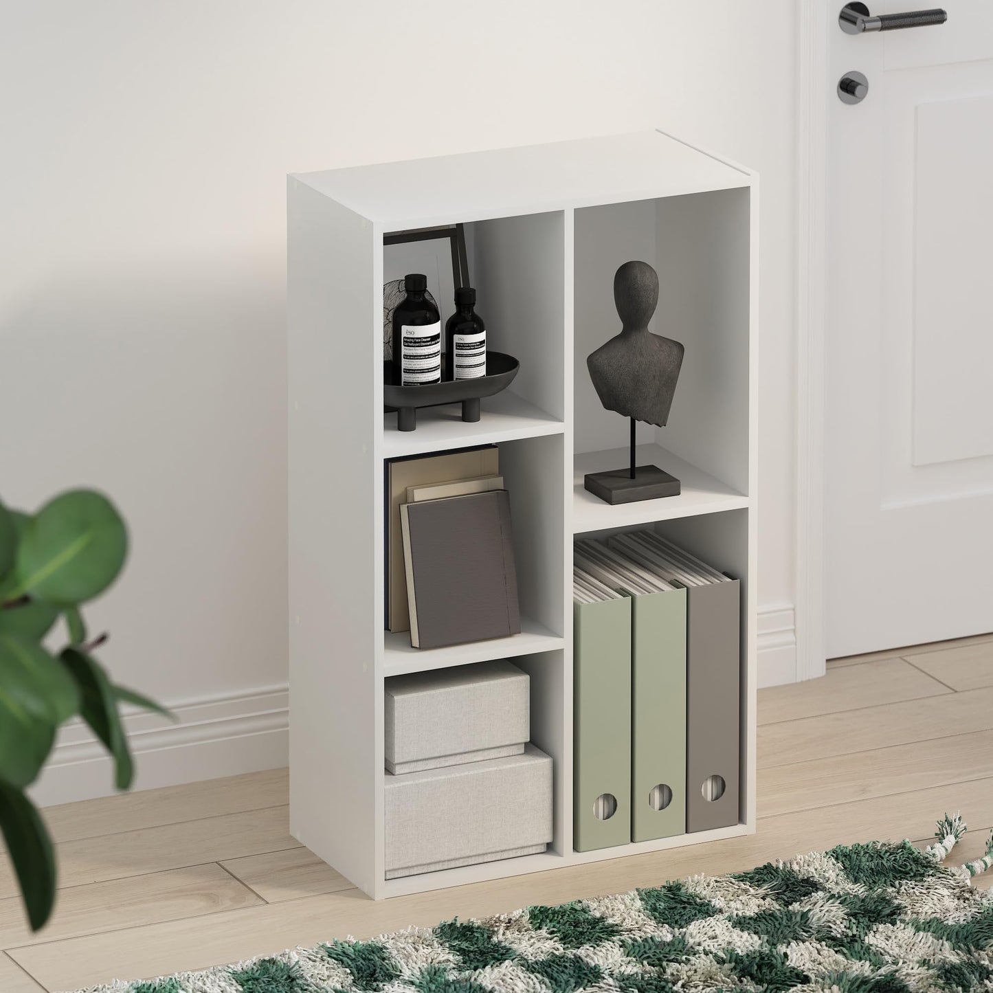 Furinno TOMI TV Stand, 5-Cube Entertainment Center with Open Shelf, Reversible TV Console, for Living Room, Bedroom, Home Office, Green