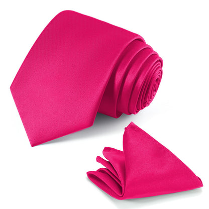 JUNMEISI Black Tie Set in Gift Box Mens Solid Color 3.15" (8CM) Black Necktie and Pocket Square Set