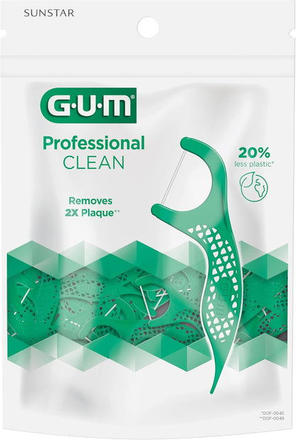 GUM Advanced Care Flosser Picks, angereichert mit Vitamin E & Fluorid, frischer Minzgeschmack, blau, 150 Flosser (1 Beutel)
