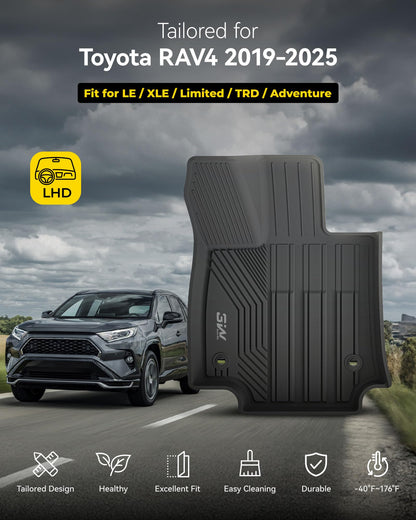 3W Floor Mats for Toyota Tacoma 2024 2025 2026 Double Cab Auto Tran(Not Fit Hybrid & XtraCab), TPE All Weather Custom Fit Floor Liner for Tacoma TRD/SR/SR5/limited Car Liners.