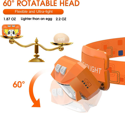 LHKNL Stirnlampen-Taschenlampe, 1200 Lumen Ultraleichte Helle LED Wiederaufladbare Stirnlampe mit Weißem und Rotem Licht, 2er-Pack Wasserdichte Stirnlampe mit Bewegungssensor, 8 Modi für Outdoor Camping Laufen Wandern Angeln