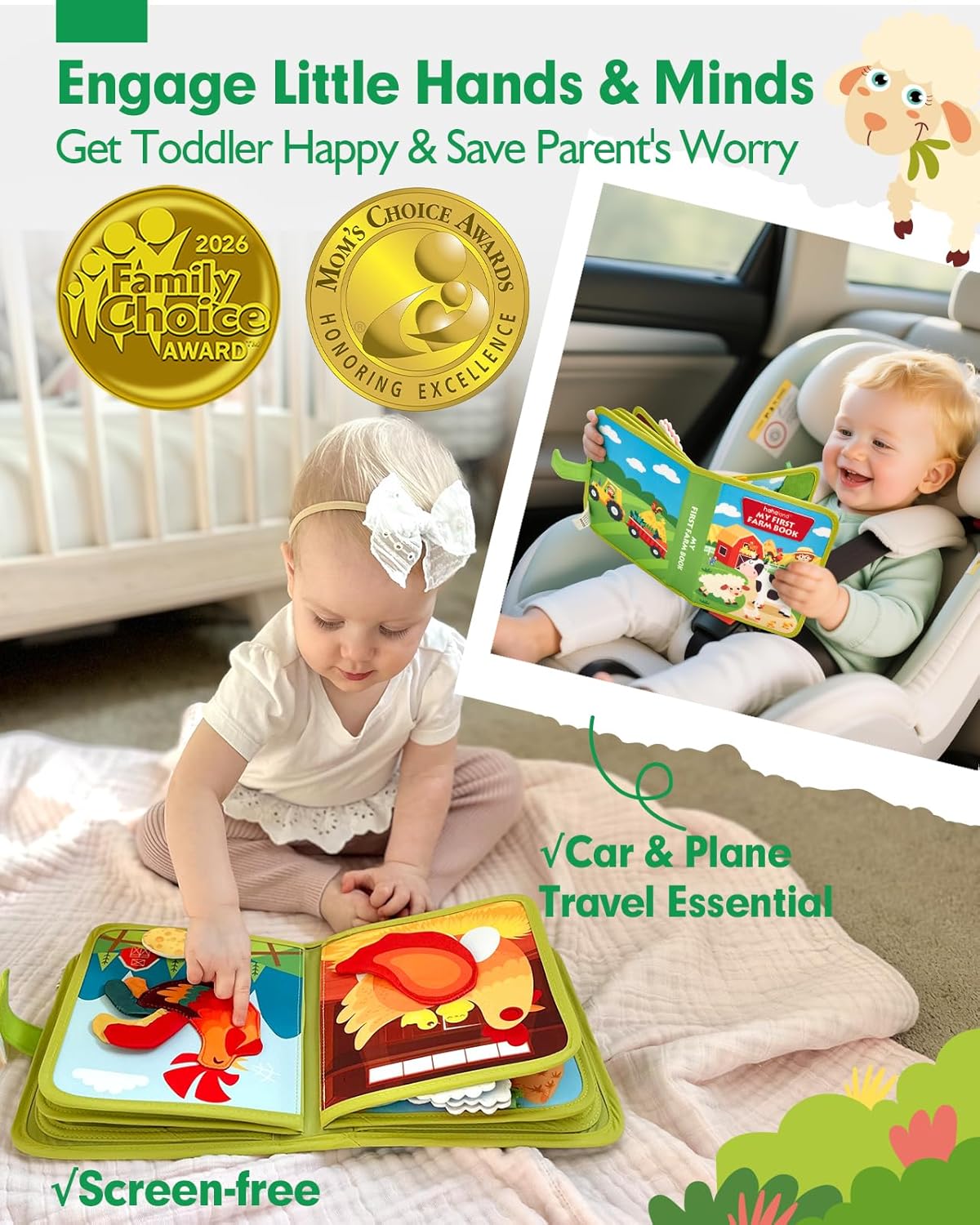 hahaland Busy Book for Toddlers 1-3 - Montessori Toys Busy Board for 1 Year Old Boy Gifts Girl Toys Educational Learning Quiet Activity Books Toddler Travel Toys for One Year Old Birthday Gift