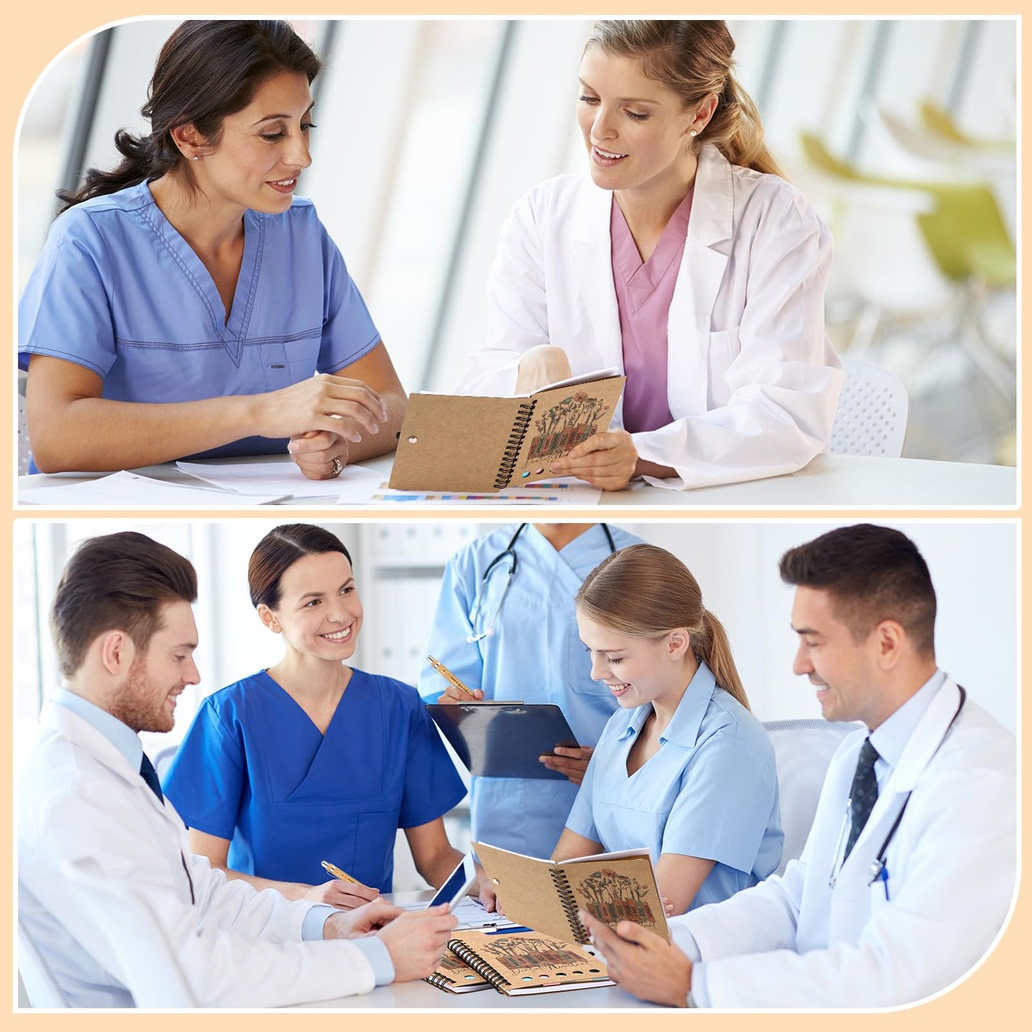 Jetec 48 Set 2026 CNA Week Gifts Bulk Nurse Appreciation Gift Set Small Inspirational Kraft Spiral Nursing Notebooks with Sticky Notes Pens for Healthcare Medical Hospital Coworker Staff Office