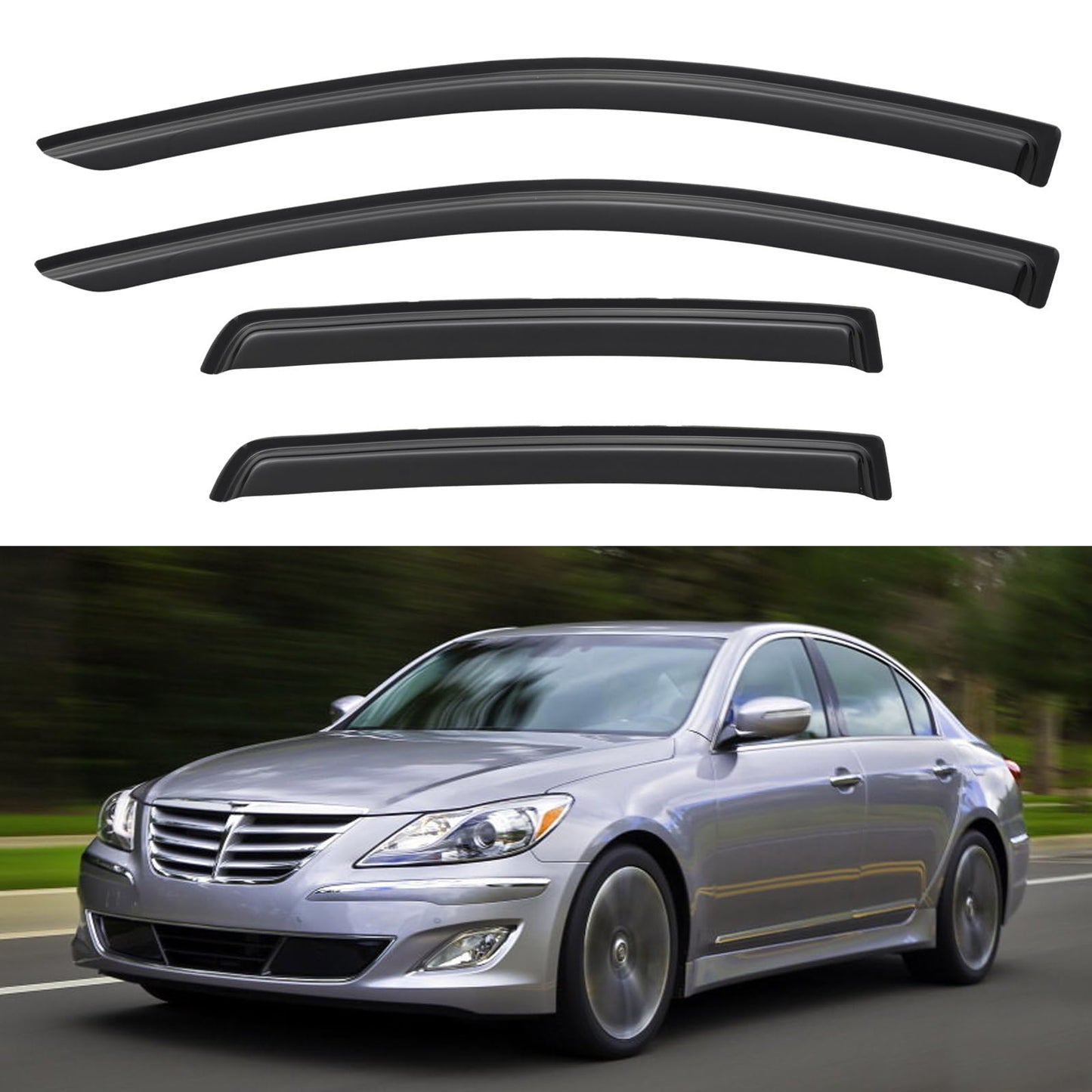 Window Visors Rain Guards for 2015-2026 Ford F150 SuperCrew & 2017-2026 F-150 Raptor F250 F350 F450 F550 Super Duty Crew Cab, Out-Channel Window Vent Deflectors Visors Shades Protectors