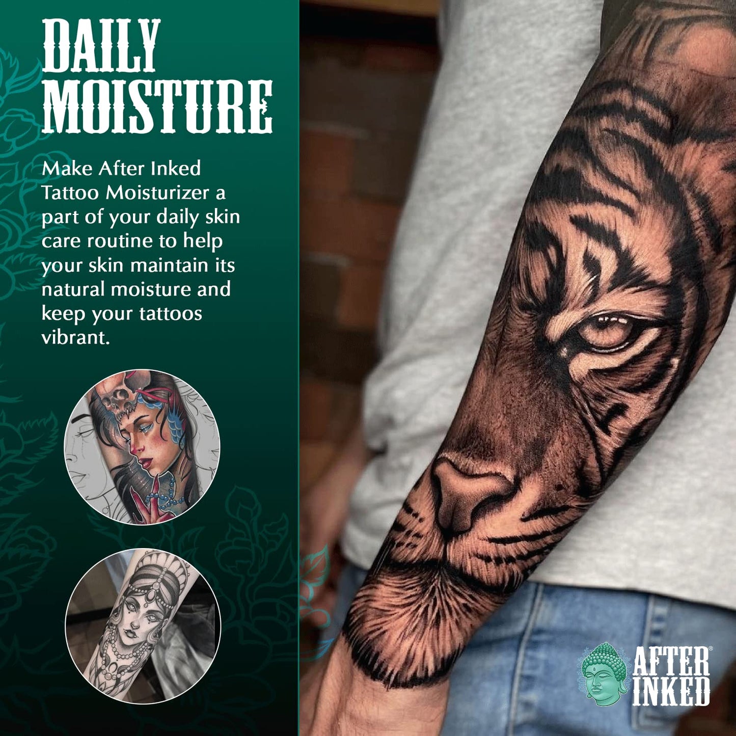 After Inked Tattoo Aftercare Lotion – Moisturizing Balm for Inked Skin, As Seen on INK MASTER – Hydrating Cream with Grape Seed Oil, Skin Nourishment & Daily Maintenance– 3 Fluid oz Tube (12-Pack)