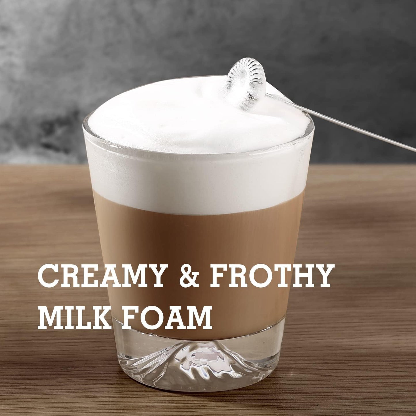 SIMPLETASTE Milchaufschäumer Handheld Elektrischer Quirl, Getränkemixer mit Edelstahl Schneebesen für Cappuccino, Bulletproof Coffee, Latte, mit Ständer, Schwarz, Batteriebetrieben