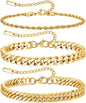 7.8+1.2 inches (20+3 cm)3pcs-gold-rope/Cuban/Cuban