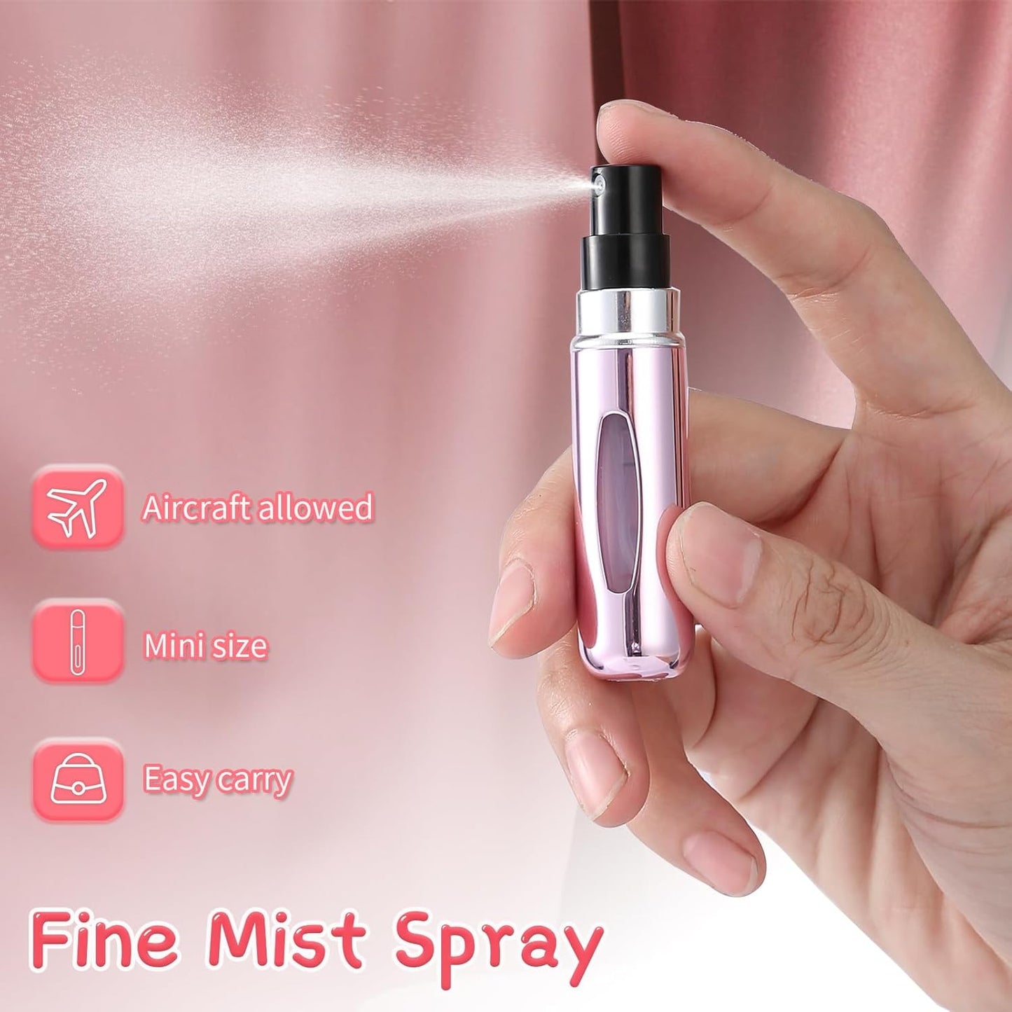 6 Stück Mini-Parfümzerstäuber, 5 ml Sprühbehälter, nachfüllbare Pumpe in Reisegröße für unterwegs und ausgehend
