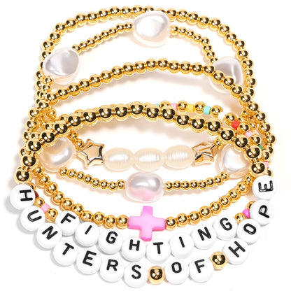 AICase 18K Gold Plated Clover Bracelet Dupes Gold/White/Black Bracelet Set for Women Flower Leaf Lucky Clover Bracelets Trendy Jewelry Birthday Gifts for Women/MoM/Friends
