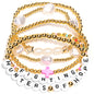 AICase 18K Gold Plated Clover Bracelet Dupes Gold/White/Black Bracelet Set for Women Flower Leaf Lucky Clover Bracelets Trendy Jewelry Birthday Gifts for Women/MoM/Friends