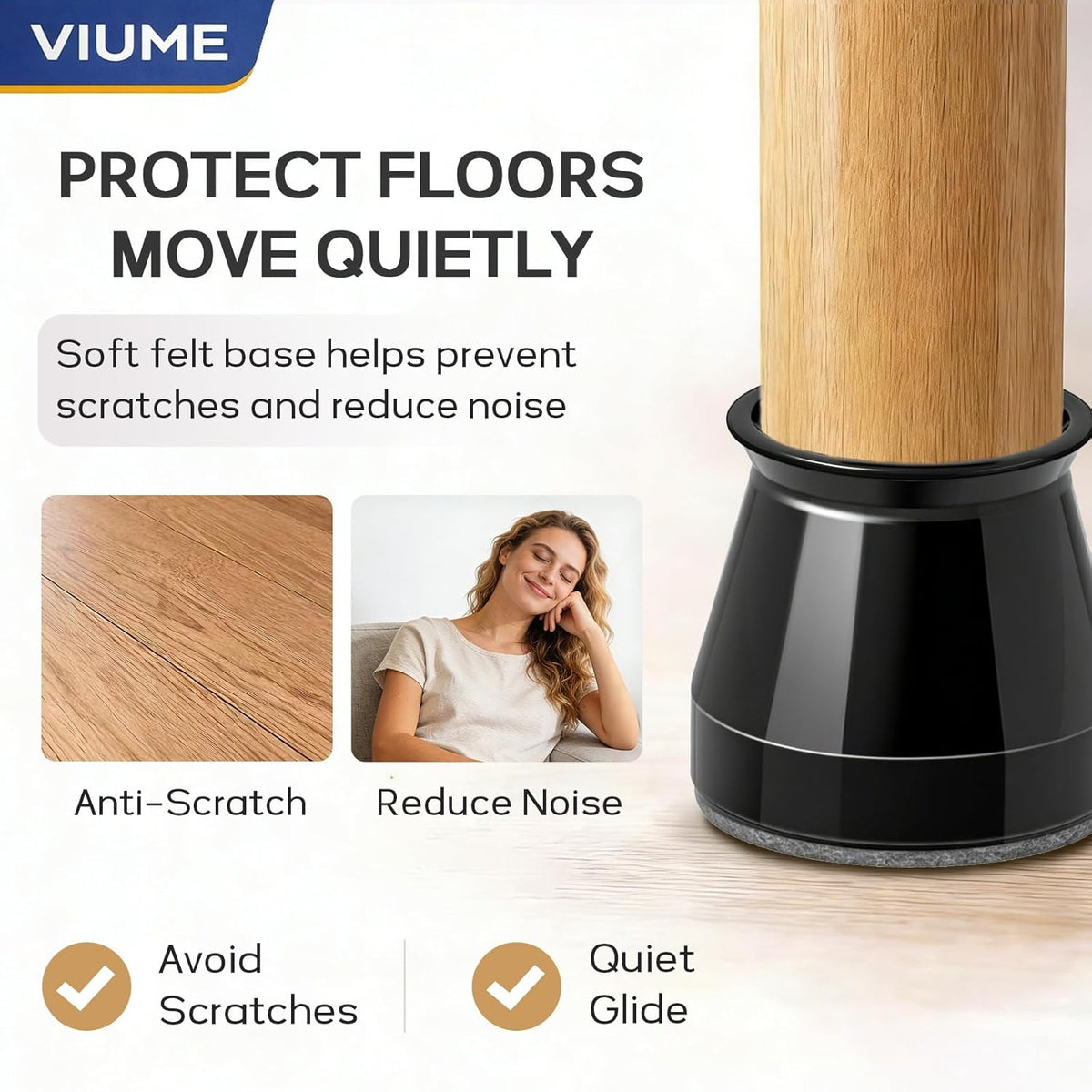 Chair Leg Floor Protectors 24PCS Furniture Sliders for Hardwood Floors, Silicone Chair Leg Protectors for Protecting Floors from Scratches and Noise, Clear-Universal Large