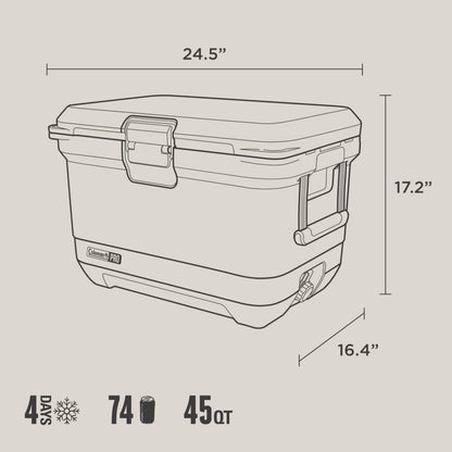 Coleman Pro Heavy-Duty 25qt Ultra-Light Premium Hard Cooler, Extra-Thick Insulation Keeps Ice up to 3 Days, 36-Can Capacity